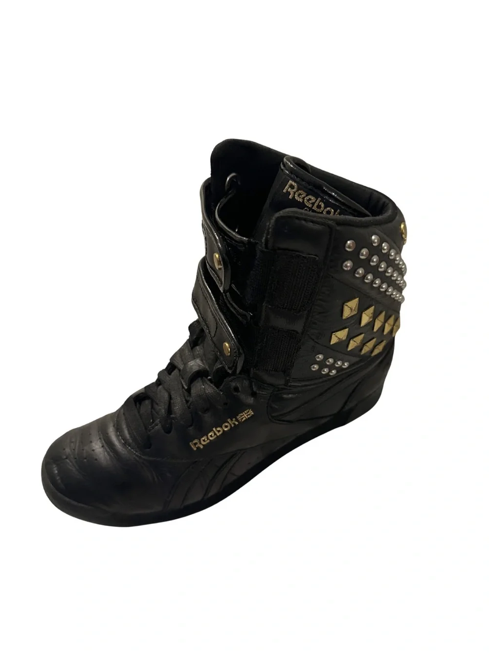 Reebok Freestyle Hi Gold Studded Alicia Keys Double Bubble Shoes Women's 6.5
